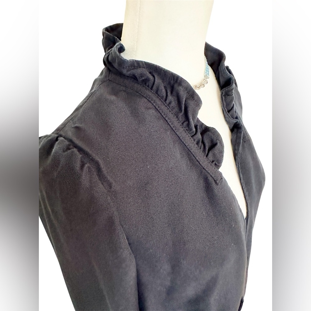Hinge Women’s Jacket | Size XS | Charcoal Black | 100% Lyocell | Frilled Collar